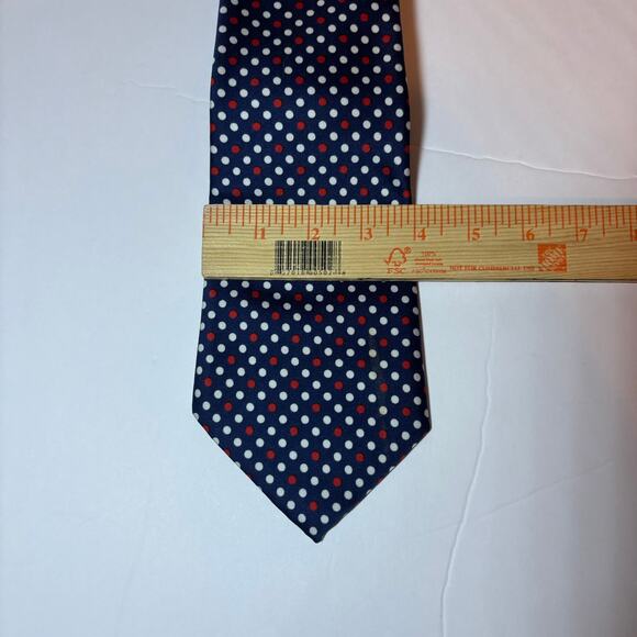 Vintage Dino Roselli Necktie Blue Red White Polka Dot Polyester Mens Tie - Picture 2 of 3